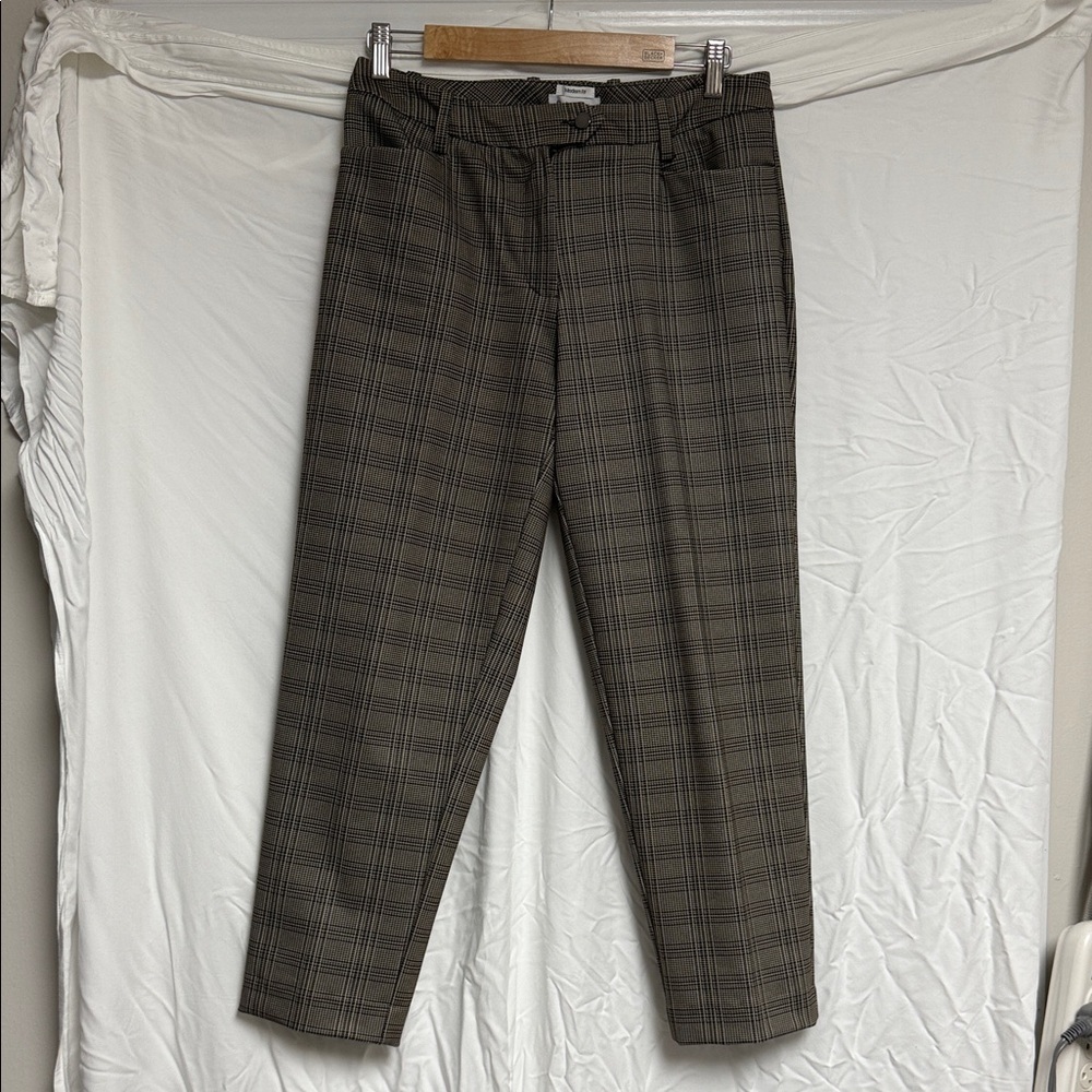 Calvin Klein Women's Checkered Ankle Pants - Brown/Black - Size 4
